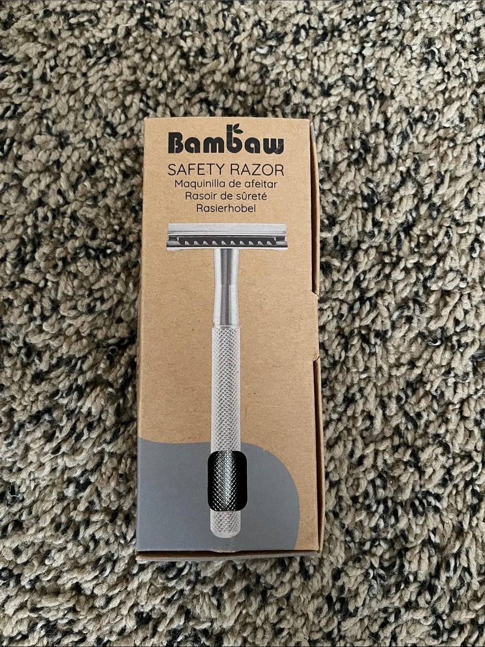 Silver Safety Razor for Men Grooming - Stainless Finish
